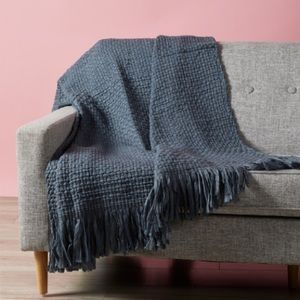 MUD PIE 50×60 Knit Throw With Fringe